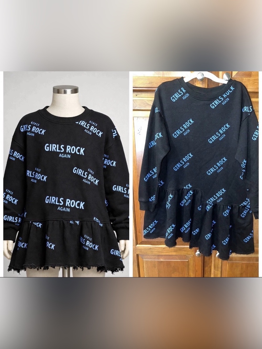 zara girls dress 11-12  Dress with Blue "Girls Rock" Print
